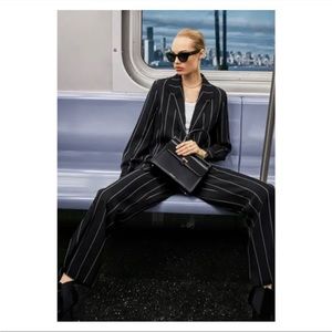 Anine Bing Isabella Blazer Black & White Pinstripe